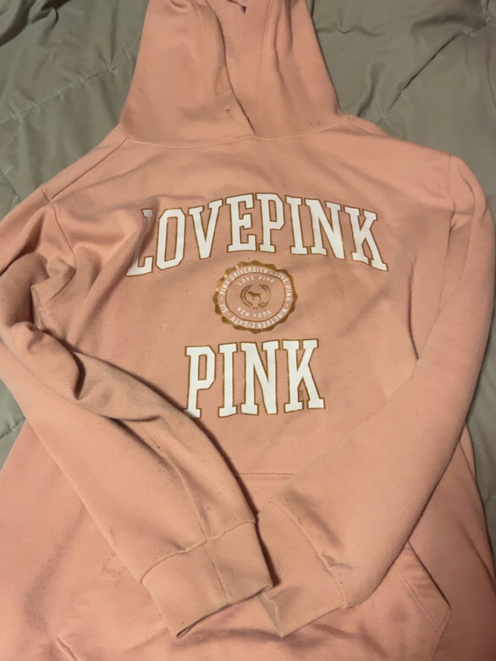 PINK Victoria's Secret Dusty Rose LOVE PINK Pullover Hoodie